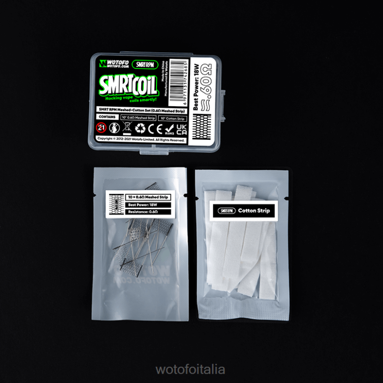 Wotofo SMRT set di cotone a rete RPM Rete da 0,4 ohm+cotone RDB6V349 Wotofo Tool Kit