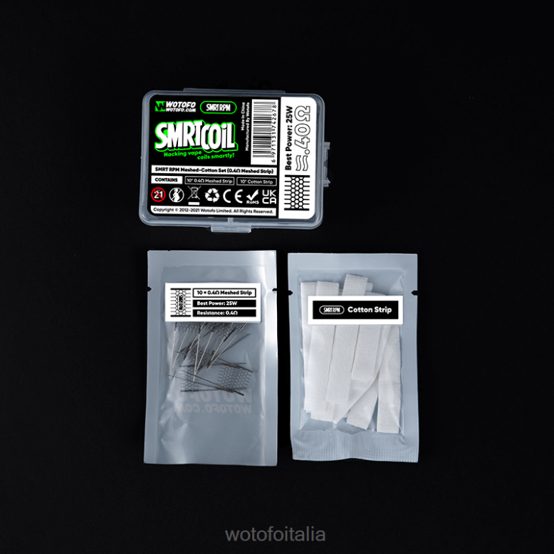 Wotofo SMRT set di cotone a rete RPM Rete da 0,4 ohm+cotone RDB6V349 Wotofo Tool Kit