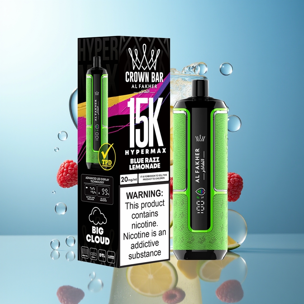 Al Fakher Crown Bar 15K Blu Lampone Limonata Portatile