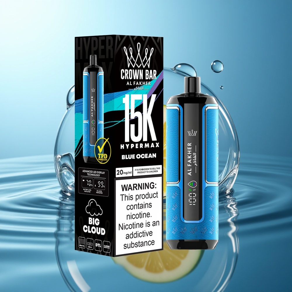 Al Fakher Crown Bar 15K Blu Oceano Portatile Ricaricabile