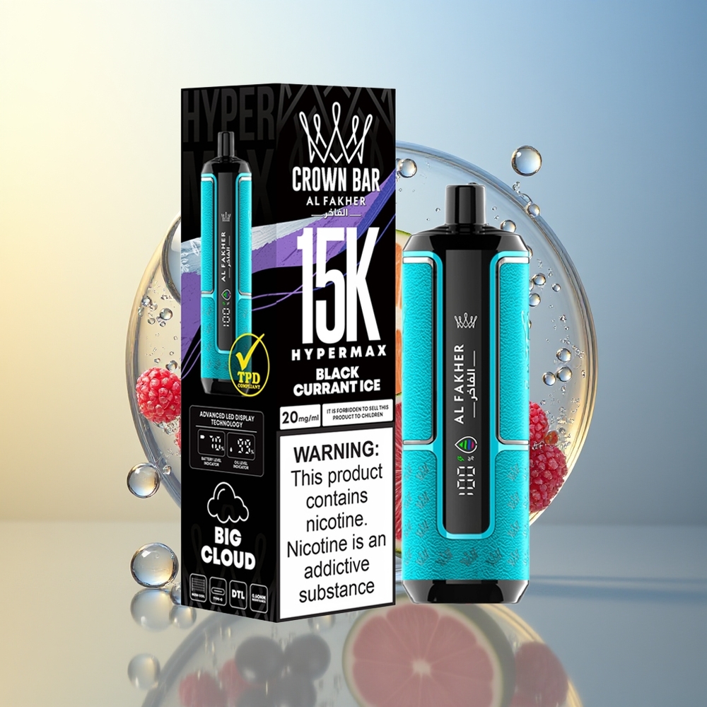 Al Fakher Crown Bar 15K Ipermax Disposable Vape Kit Ribes Nero Ghiaccio 600mAh 22ml