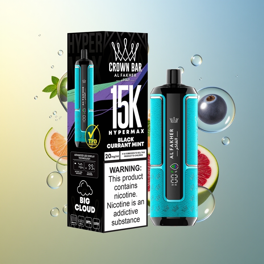 Al Fakher Crown Bar 15K Mirtillo Nero Menta ipermax ricaricabile