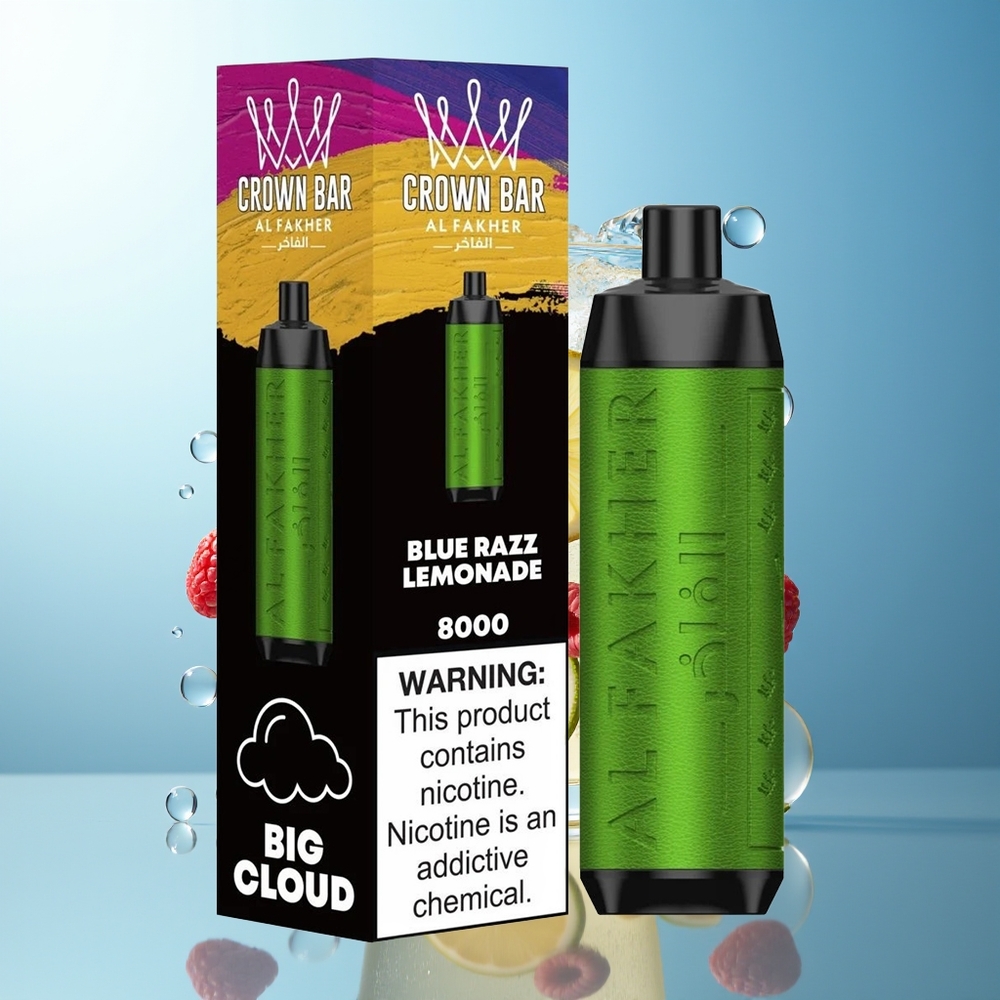 Al Fakher Crown Bar 8000 Cristallo Blu Lampone Limonata 18ml USB-C