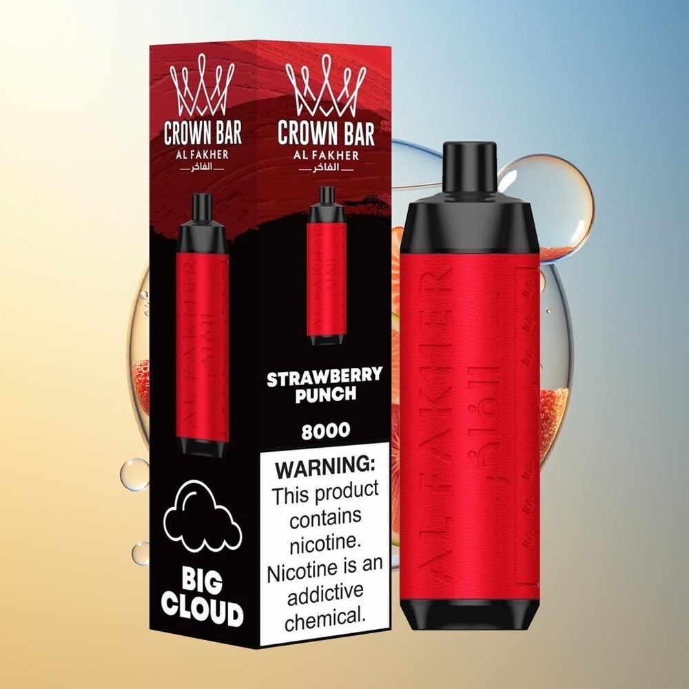 Al Fakher Crown Bar 8000 Cristallo Dispositivo Monouso Fragola Punch 18ml 600mah