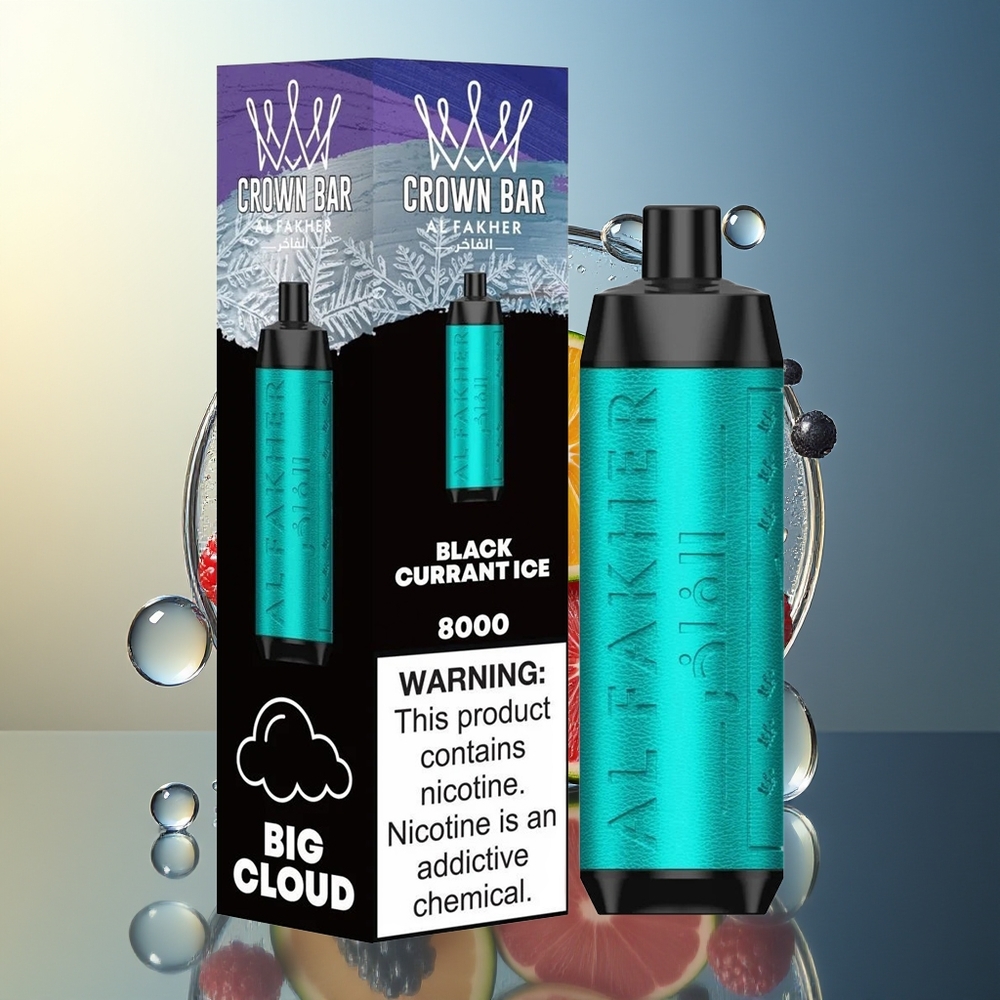 Al Fakher Crown Bar 8000 Cristallo Dispositivo Monouso Ribes Nero Ghiaccio 18ml 8000 Puff