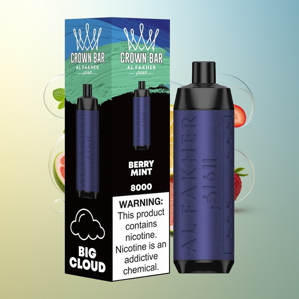 Al Fakher Crown Bar 8000 Cristallo Sfuso Vape Menta di Bosco con 18ml e 8000 Puff