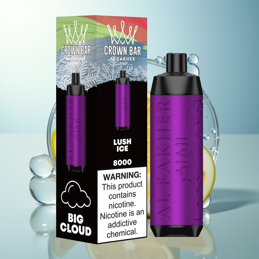 Al Fakher Crown Bar 8000 Cristallo Vapo Dispositivo Monouso Ghiaccio Lussureggiante 18ml 5mg