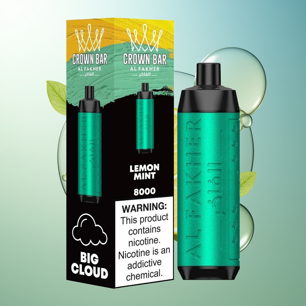 Al Fakher Crown Bar 8000 Cristallo Vapo Monouso Limone Menta 18ml USB-C