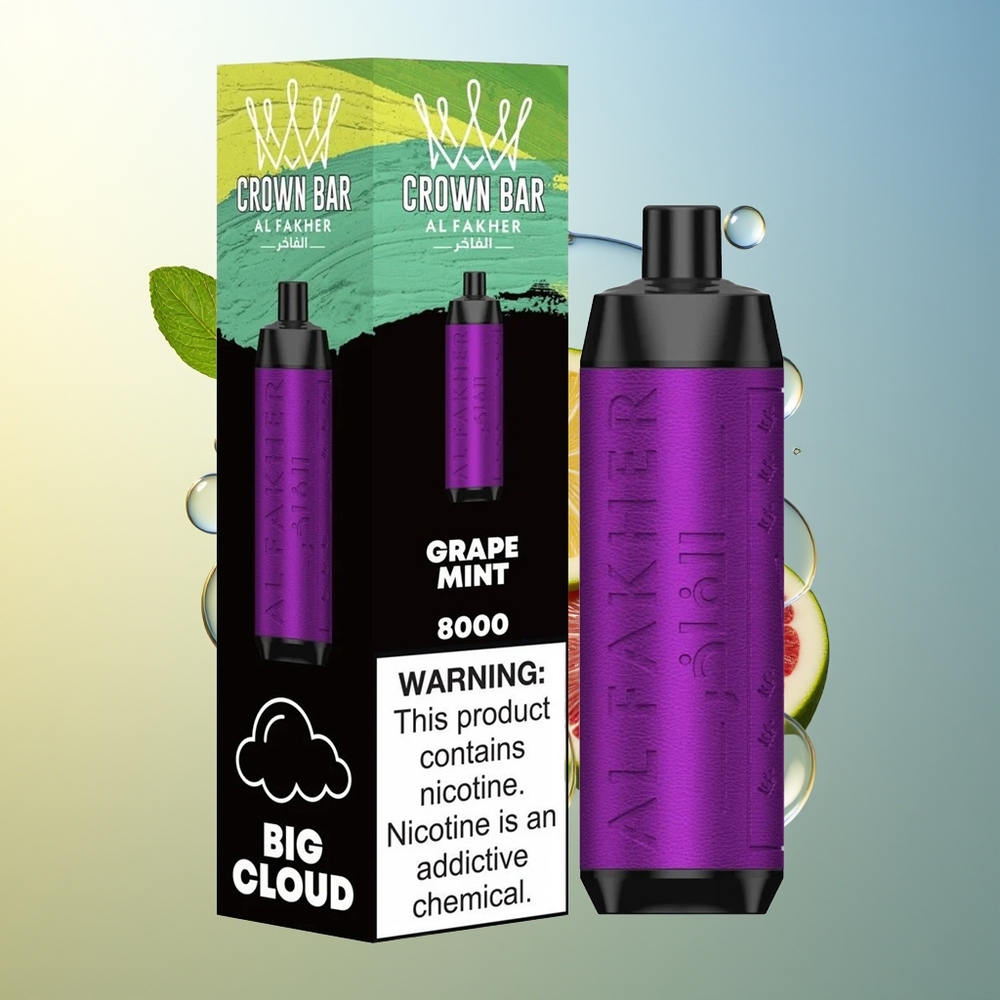 Al Fakher Crown Bar 8000 Cristallo Vapore Monouso Uva Menta 18ml 8000 Puff