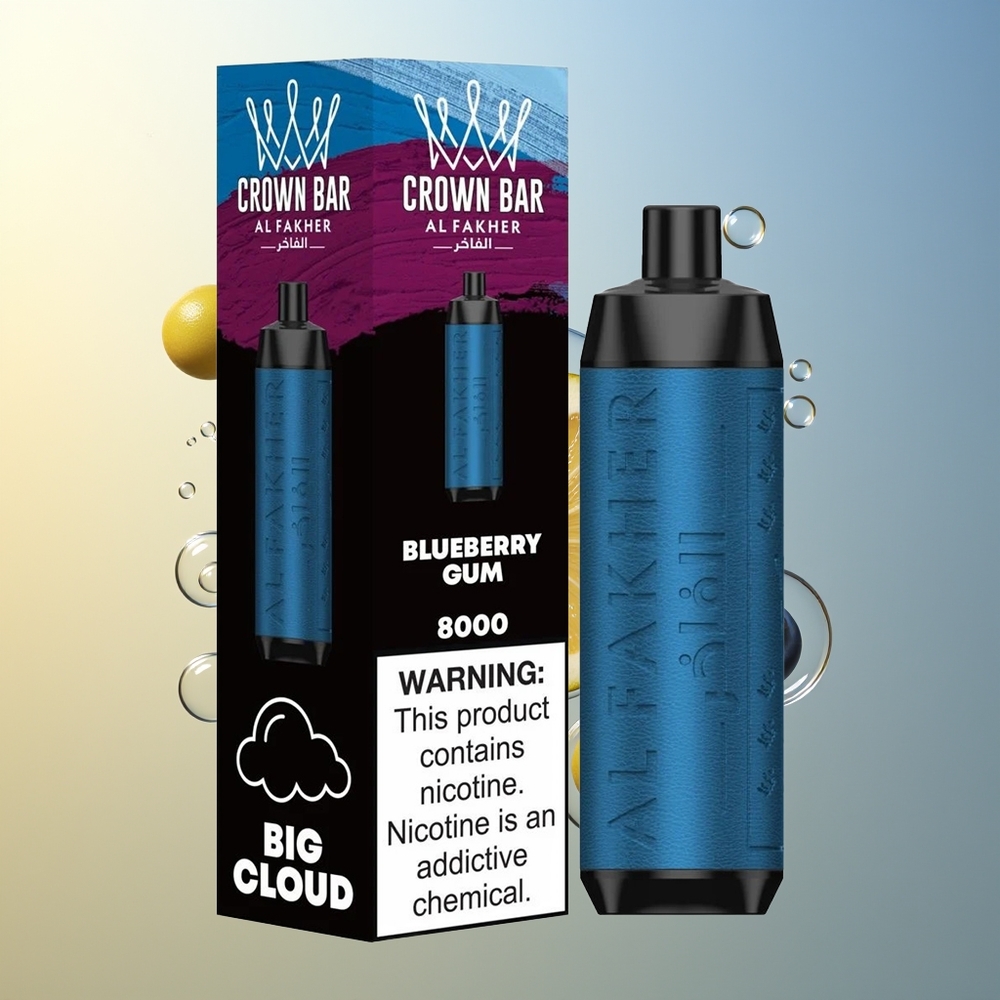 Al Fakher Crown Bar 8000 Mirtillo Gomma Ricarica USB Tipo-C 0.6 ohm