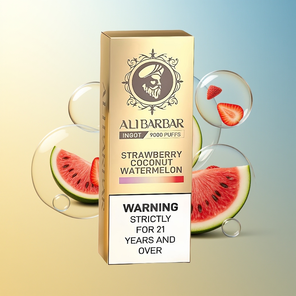 Alibarbar Ingot 9000 Puff Fragola Cocco Anguria 22ml LED Display