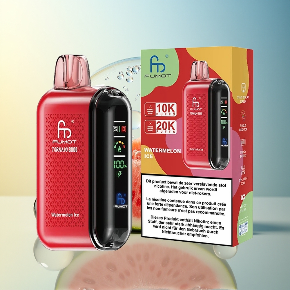 Fumot Tornado 20000 Puff Anguria Ghiaccio Dual Mesh Smart Display