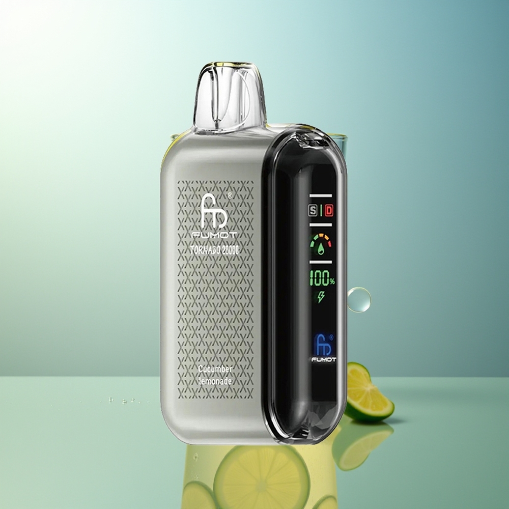 Fumot Tornado 20000 Puff Cetriolo Limonata Dual Mesh Coil Smart Display