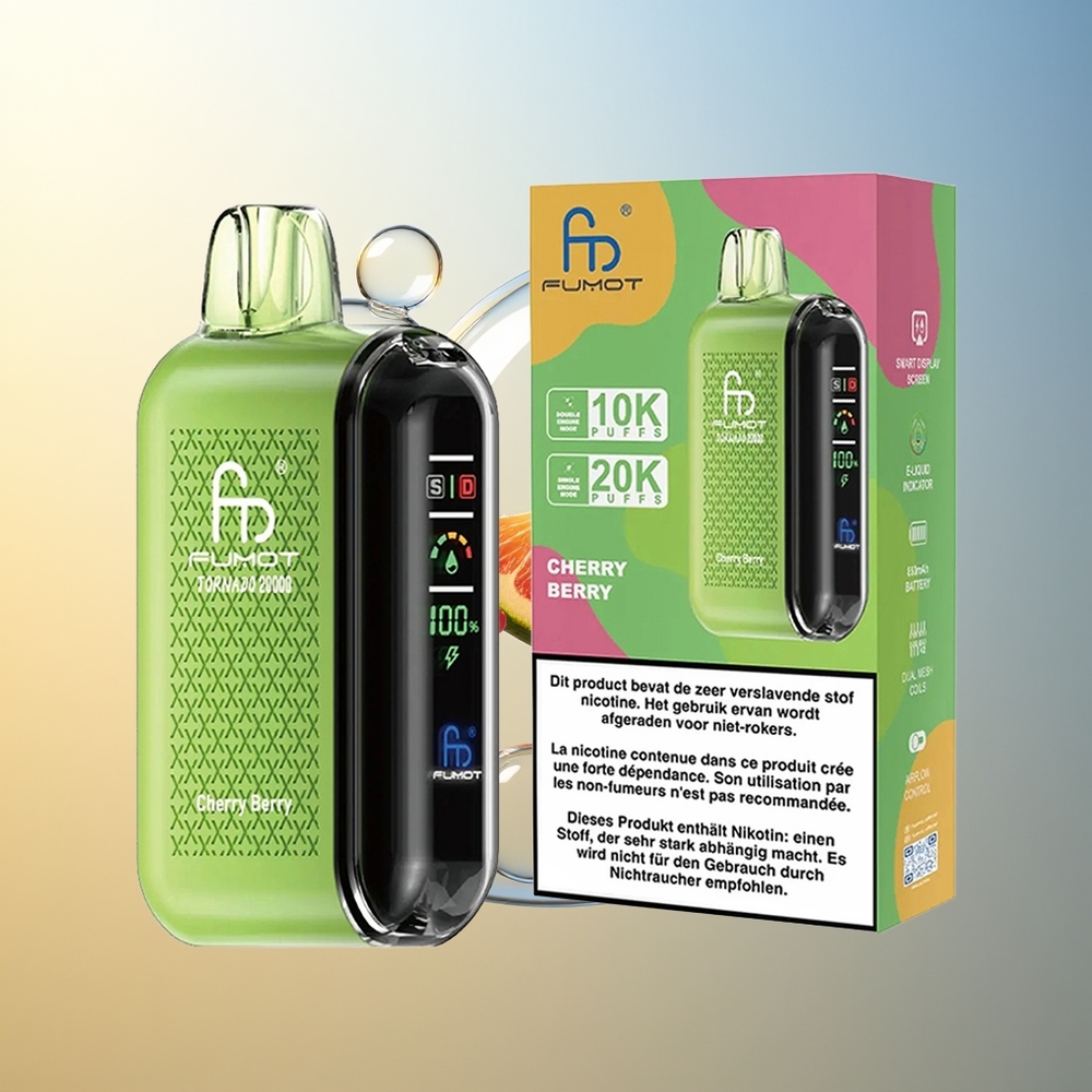 Fumot Tornado 20000 Puff Ciliegia-Bacca Dual Mesh Smart Display