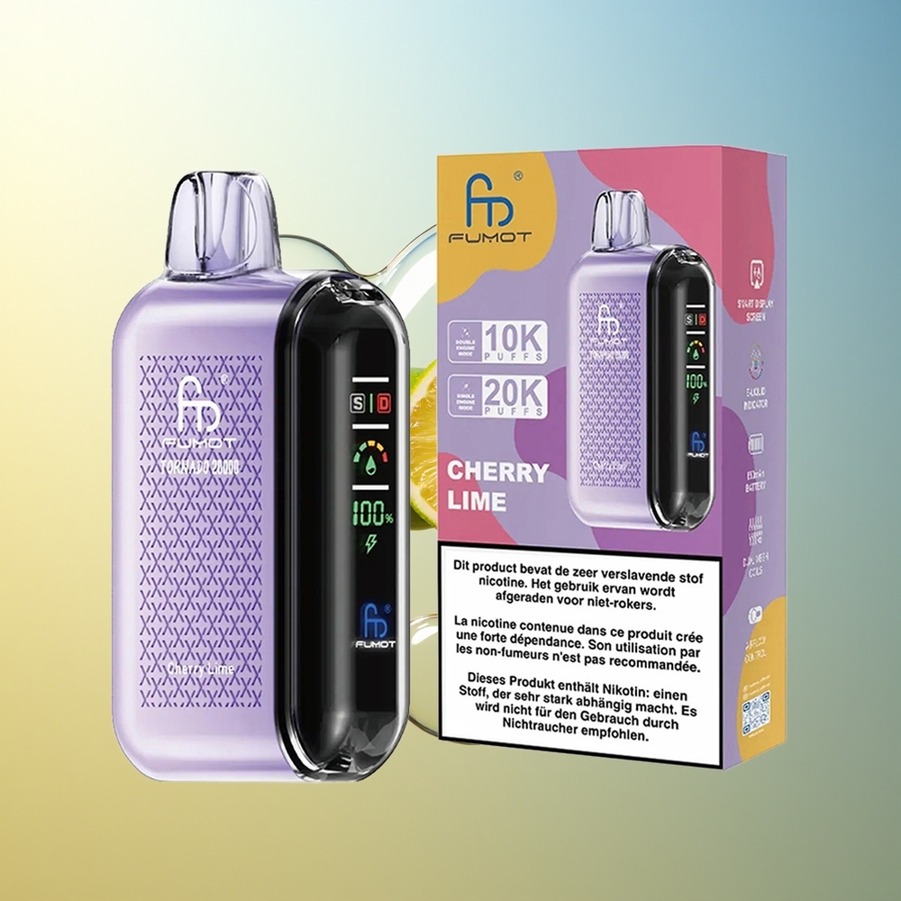 Fumot Tornado 20000 Puff Ciliegia Lime Dual Mesh Smart Display