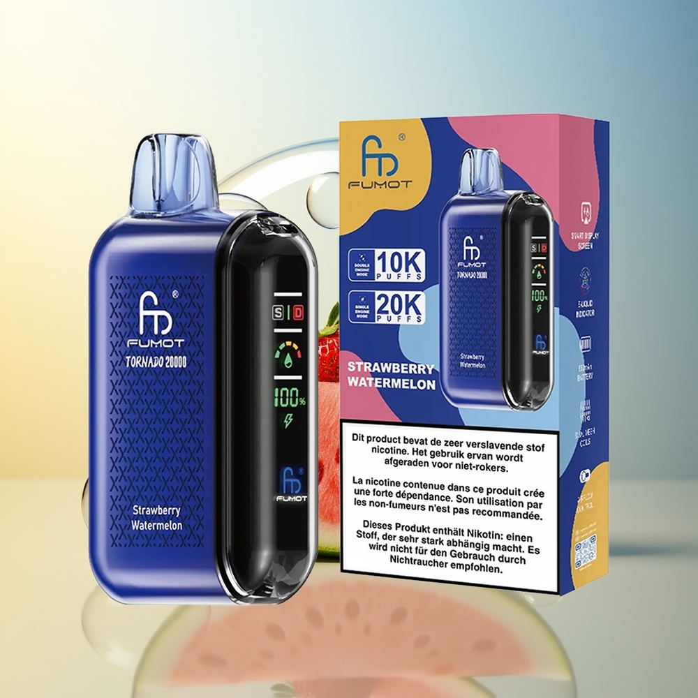 Fumot Tornado 20000 Puff Fragola Cocomero Dual Mesh Smart Display