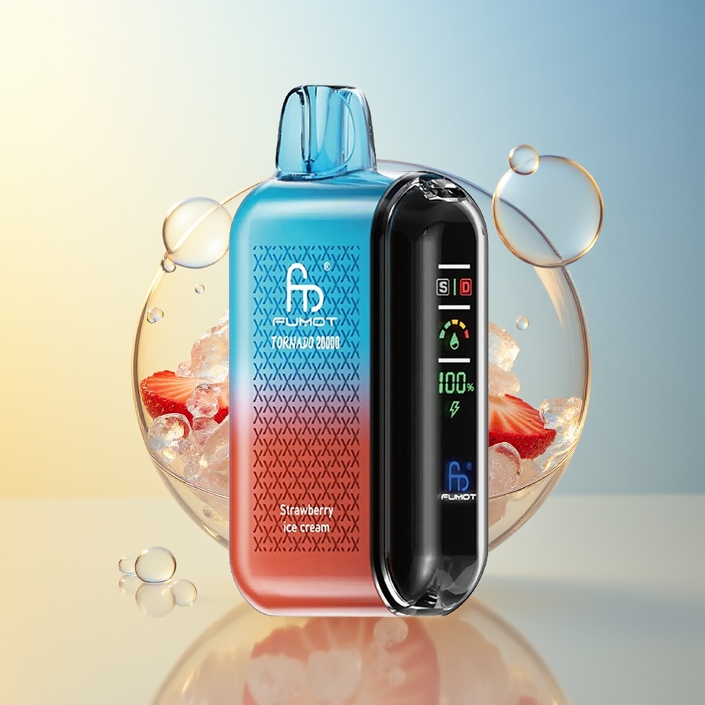 Fumot Tornado 20000 Puff Fragola Gelato Dual Mesh Smart Display