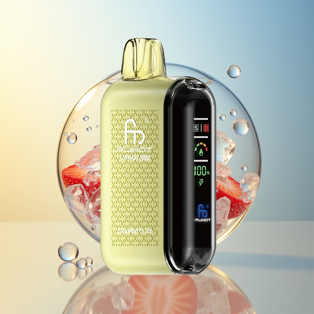 Fumot Tornado 20000 Puff Fragola Ghiaccio Dual Mesh Coil Smart Display