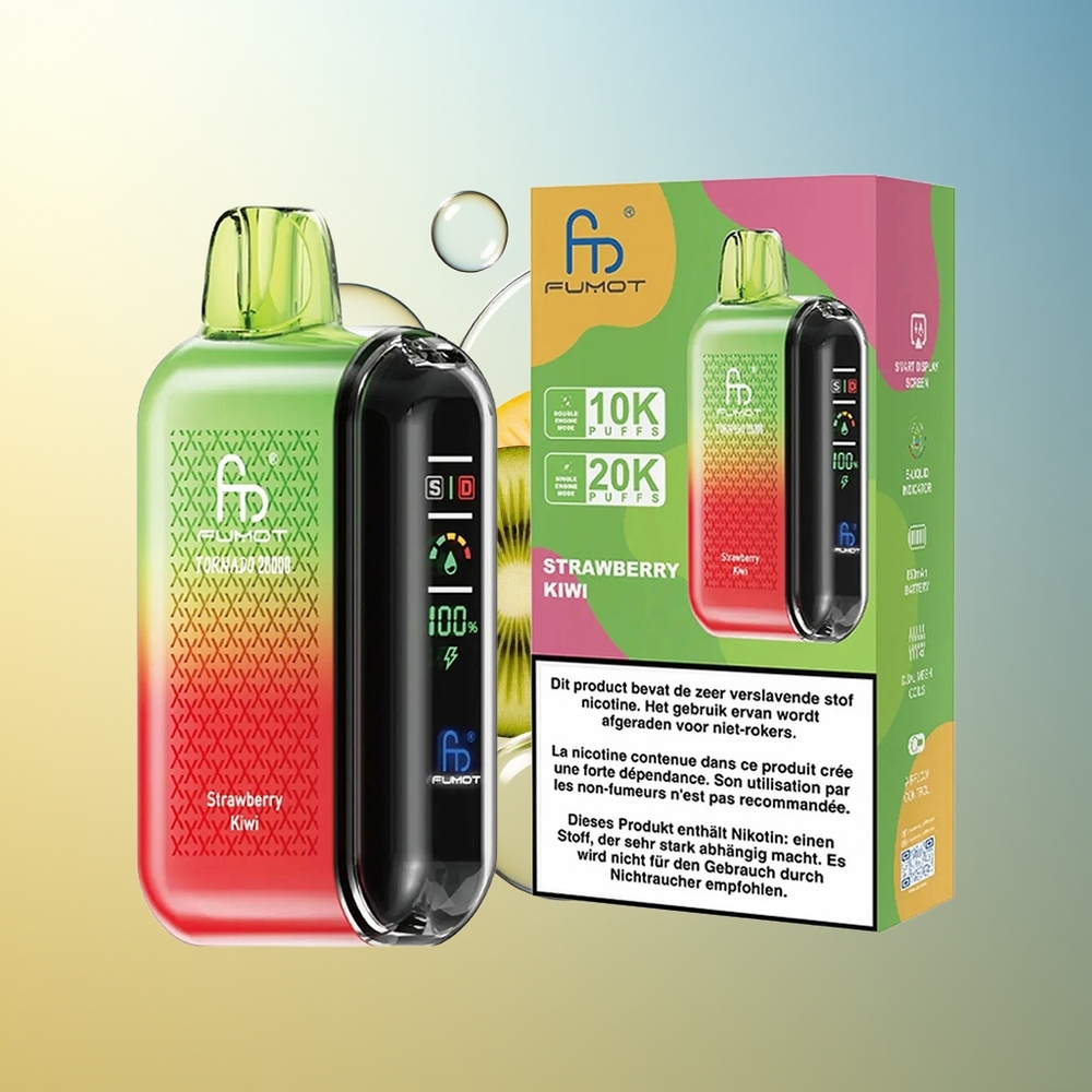 Fumot Tornado 20000 Puff Fragola Kiwi Dual Mesh Smart Display