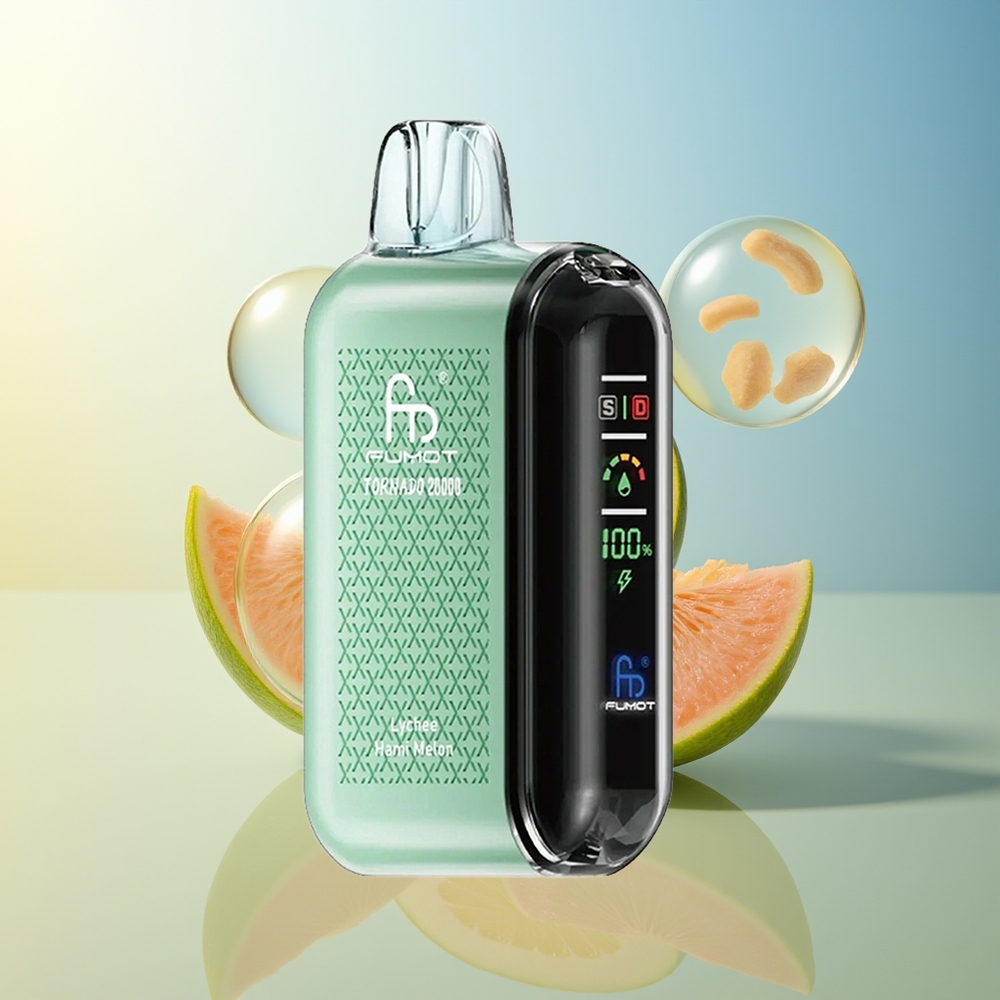 Fumot Tornado 20000 Puff Litchi Melone Hami Dual Mesh Coil Smart Display