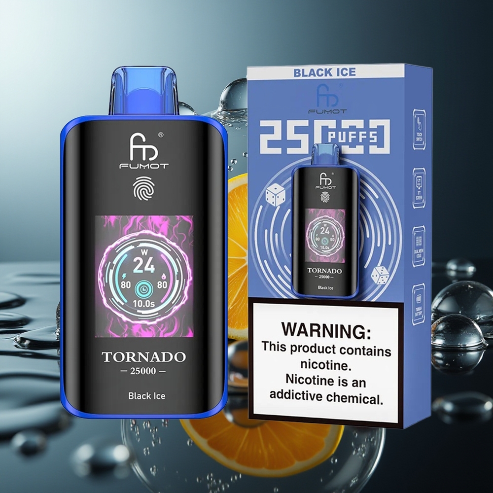 Fumot Tornado 25000 Puff 20ml Ghiaccio Nero Ricaricabile 700mAh