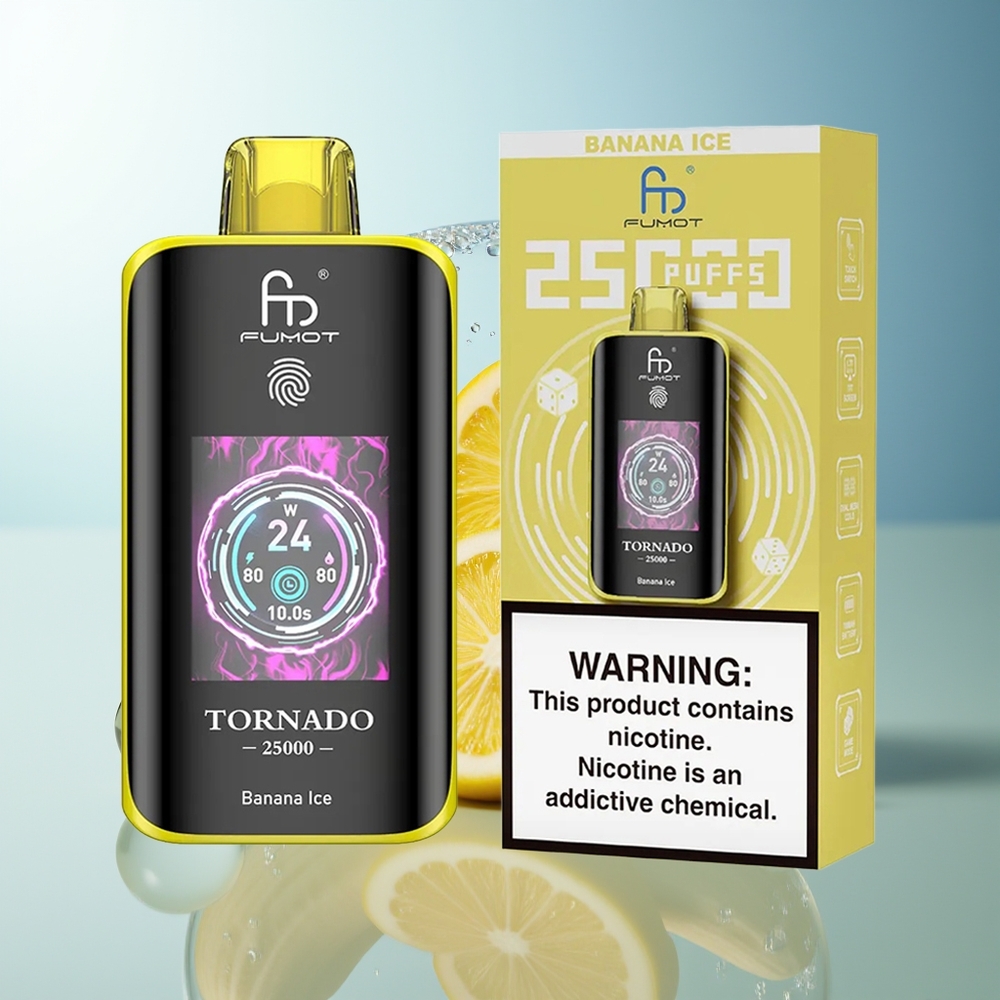 Fumot Tornado 25000 Puff Banana Ghiaccio Schermo HD Batteria Ricaricabile 700mAh