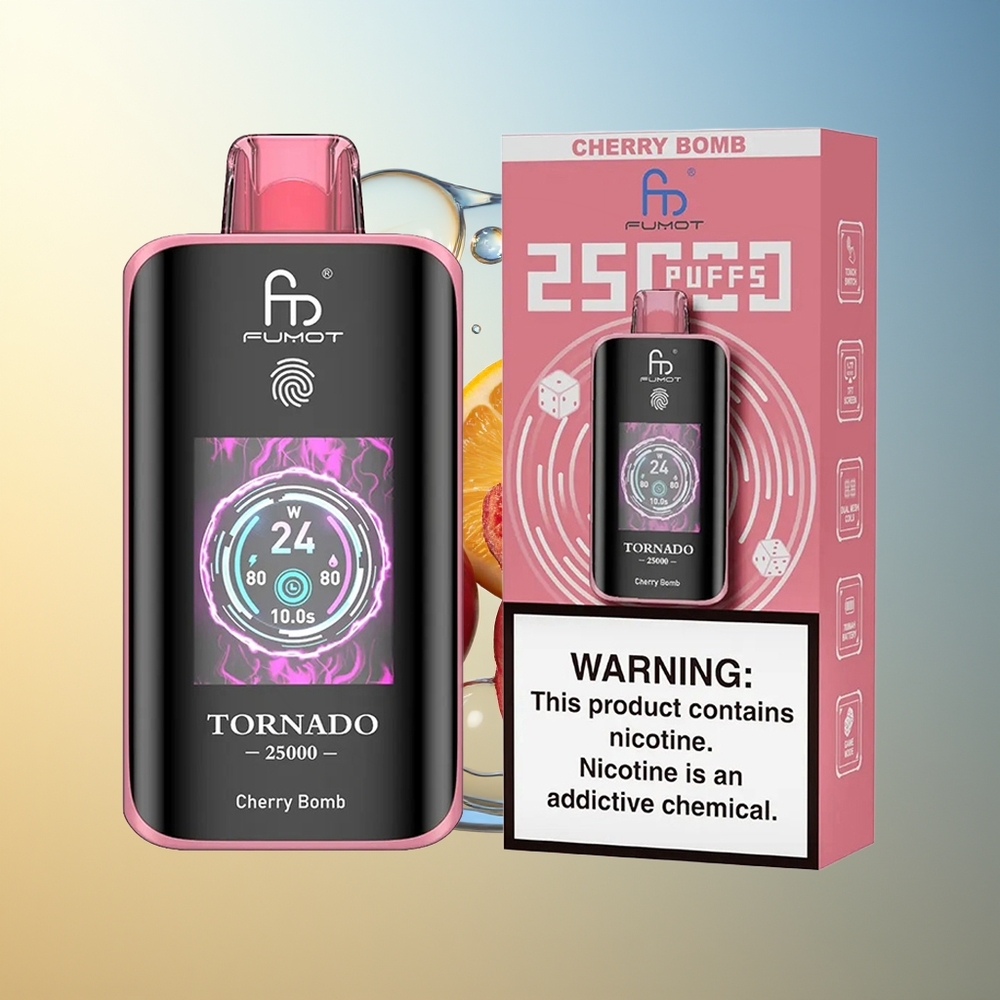 Fumot Tornado 25000 Puff Bomba di Ciliegia Batteria Ricaricabile 700mAh Tipo-C
