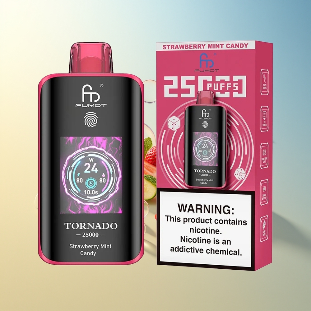 Fumot Tornado 25000 Puff Fragola Menta Caramella 700mAh Ricaricabile 20ml