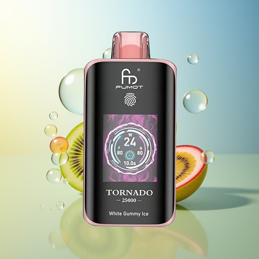 Fumot Tornado 25000 Puff Kiwi Frutto della Passione Guava Schermo HD Batteria Ricaricabile
