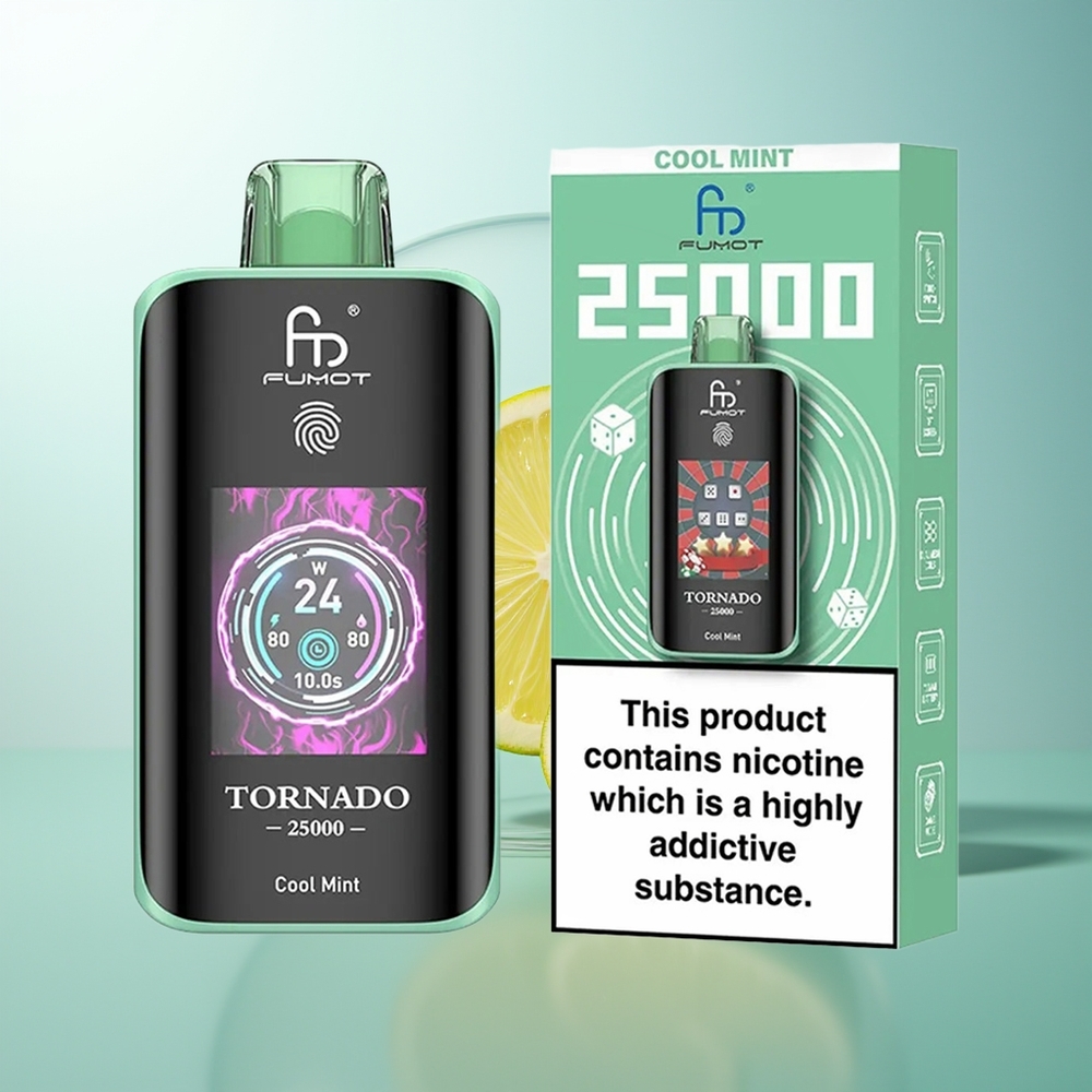 Fumot Tornado 25000 Puff Menta Fresca Schermo HD Ricaricabile 700mAh