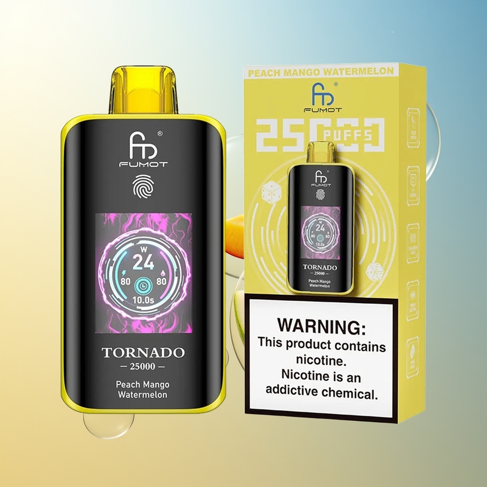 Fumot Tornado 25000 Puff Pesca Mango Anguria HD Screen 700mAh Ricaricabile