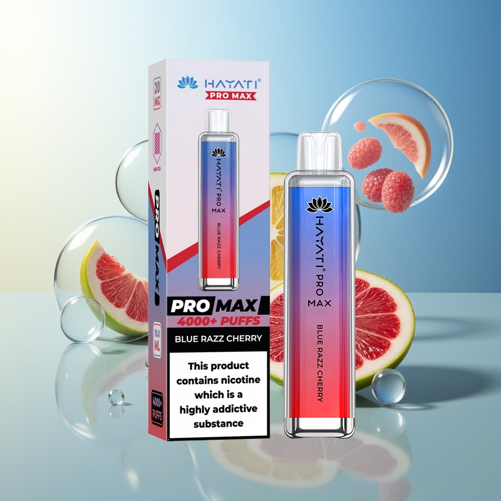 Hayati Pro Max 4000 Puff Blu Lampone Ciliegia Ricaricabile LED