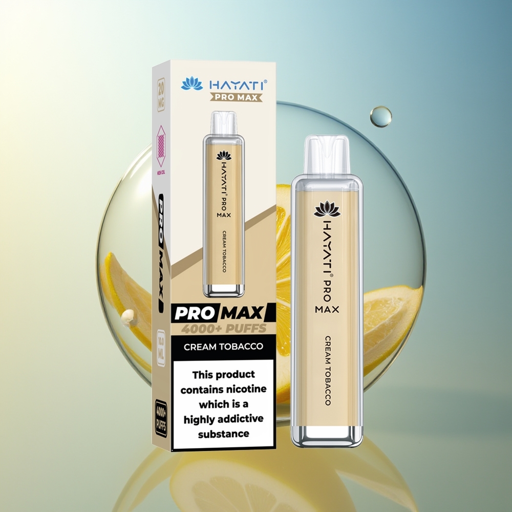 Hayati Pro Max 4000 Puff Crema Tabacco Disposable Vape Ricaricabile 5% Nicotina