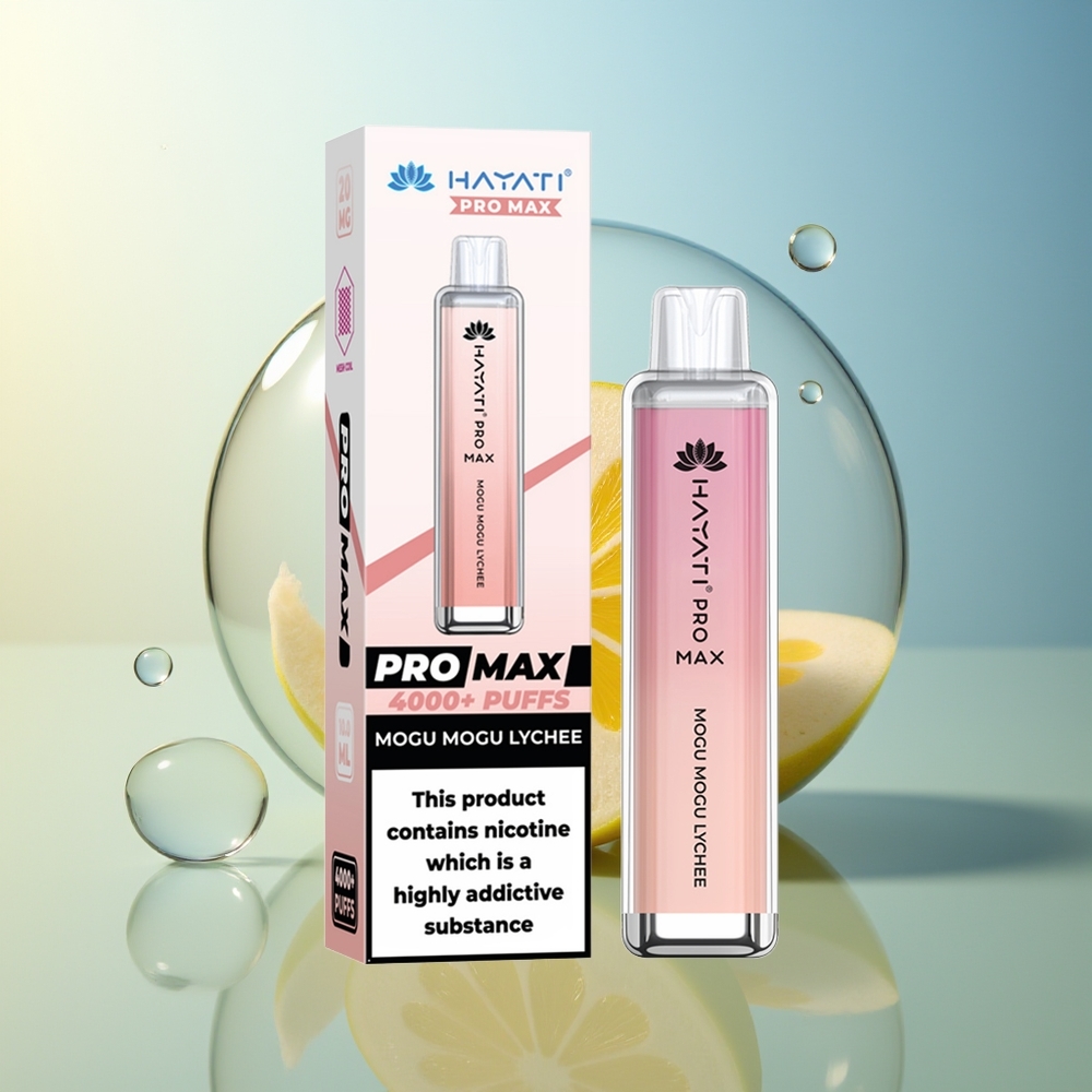 Hayati Pro Max 4000 Puff Disposable Vape Mogu Mogu Litchi Ricaricabile con LED