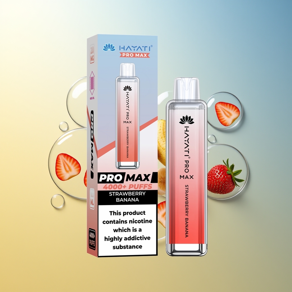 Hayati Pro Max 4000 Puff Fragola Banana Doppia Bobina Ricaricabile