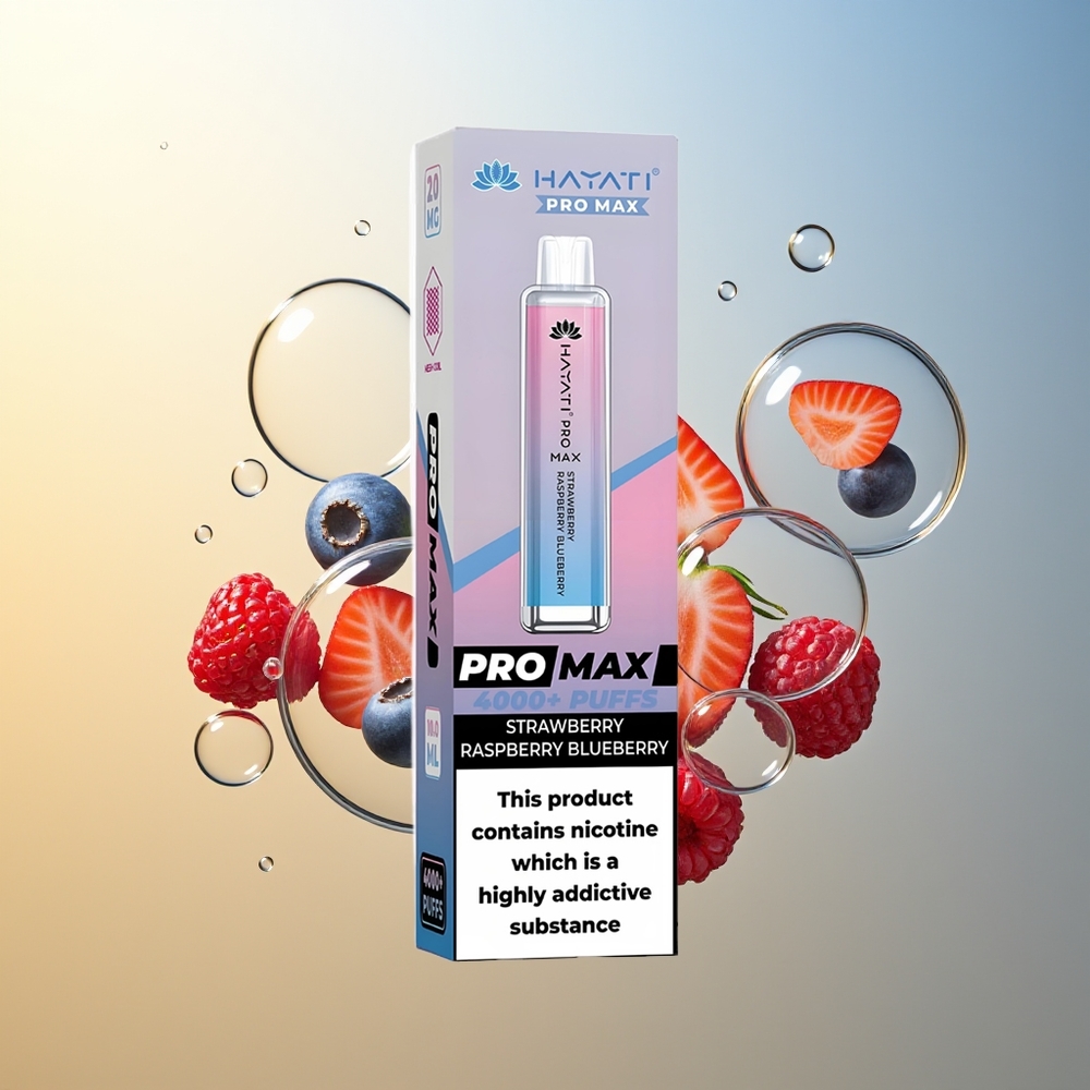 Hayati Pro Max 4000 Puff Fragola Lampone Mirtillo Dual Coil Ricaricabile