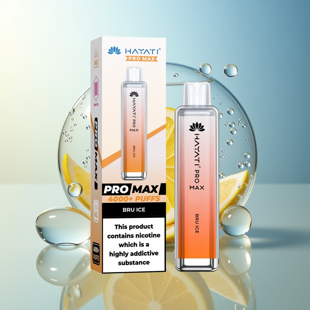 Hayati Pro Max 4000 Puff Ghiaccio Bru Doppia Bobina Ricaricabile