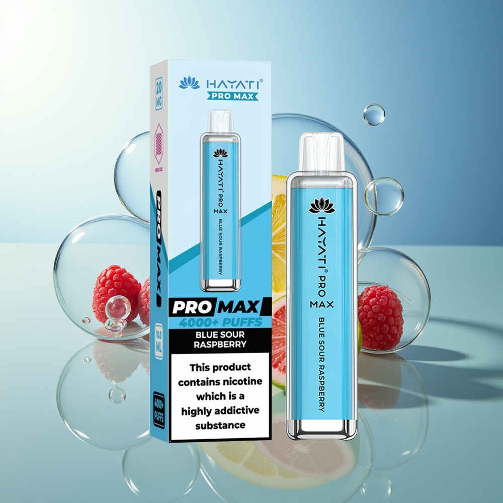 Hayati Pro Max 4000 Puff Mirtillo Acido Lampone Blu Dual Coil Ricaricabile