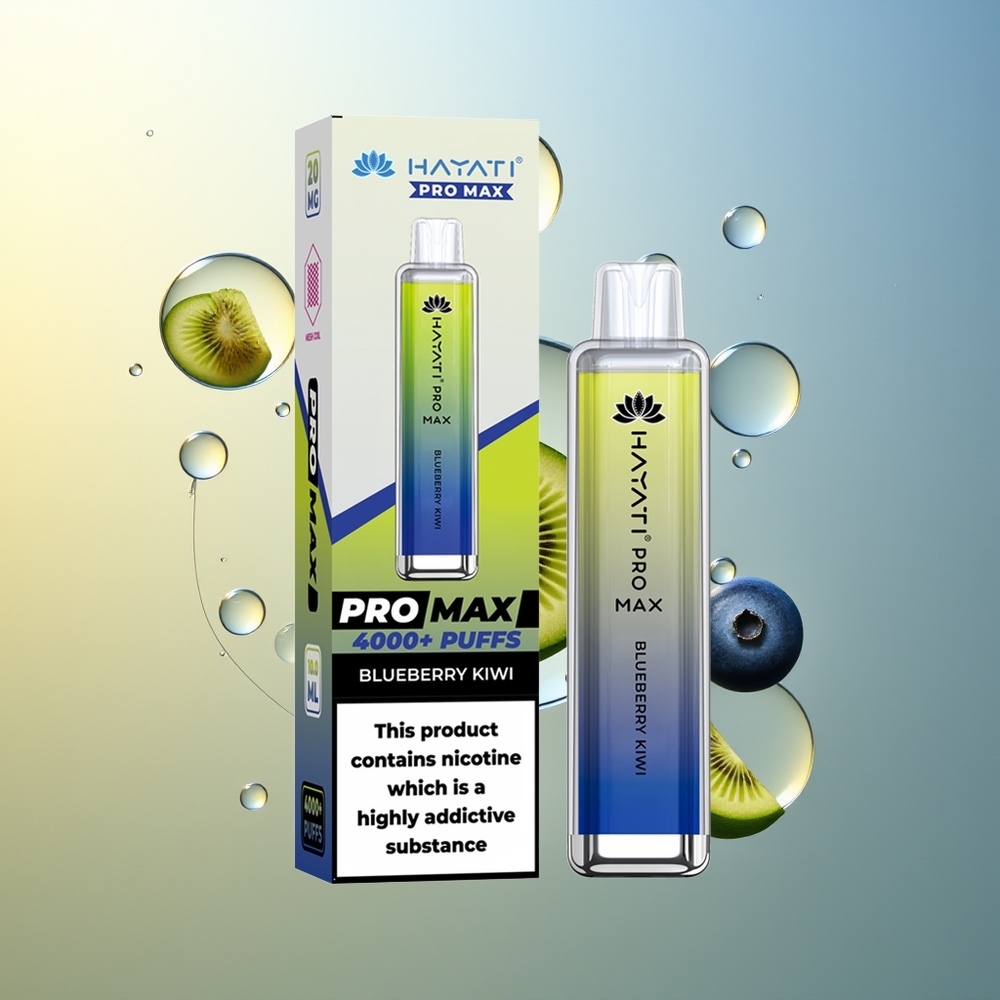 Hayati Pro Max 4000 Puff Mirtillo Kiwi Ricaricabile a LED