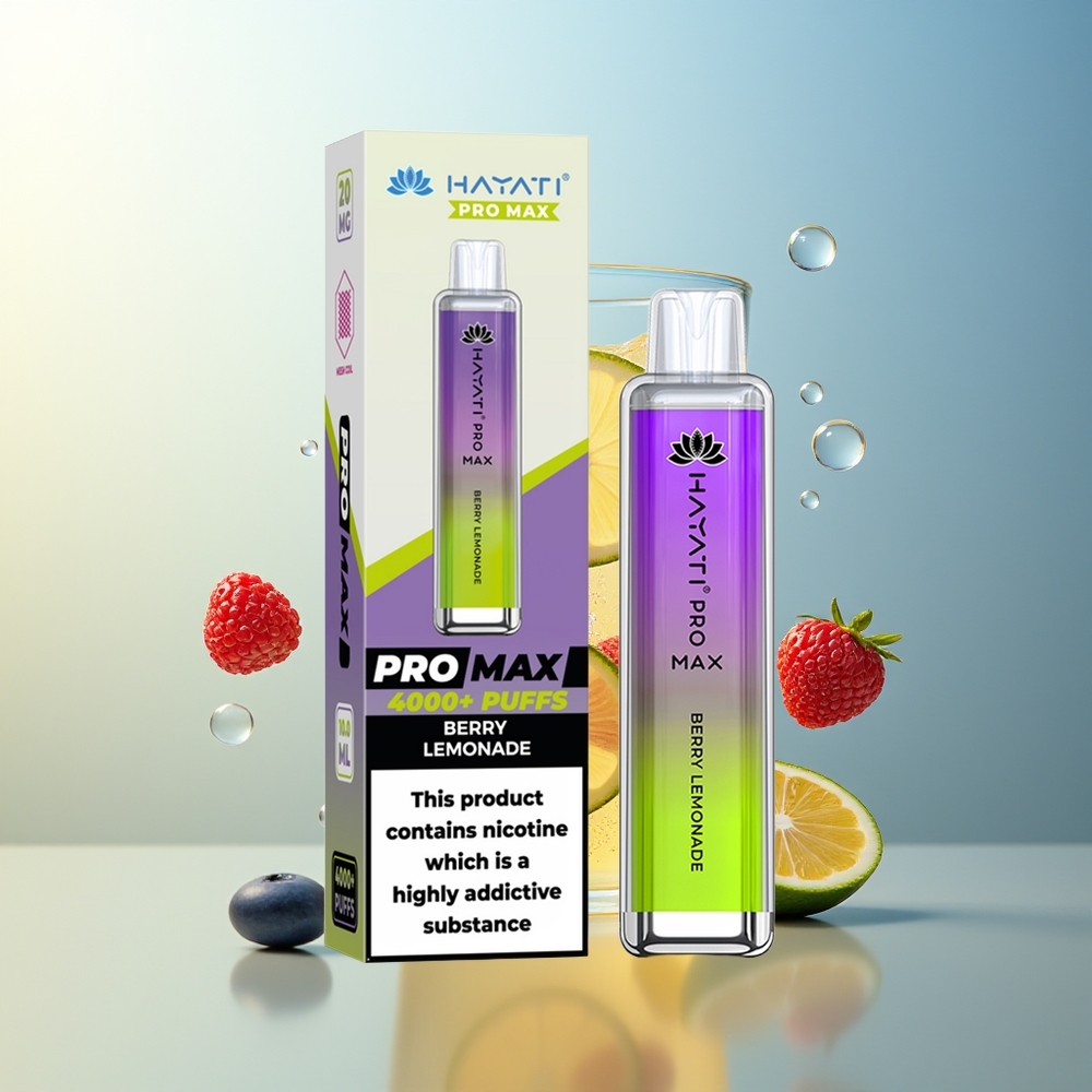 Hayati Pro Max 4000 Puff Mirtillo Limonata Ricaricabile a LED