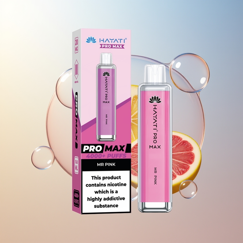 Hayati Pro Max 4000 Puff Sigaro Rosa Ricaricabile a LED