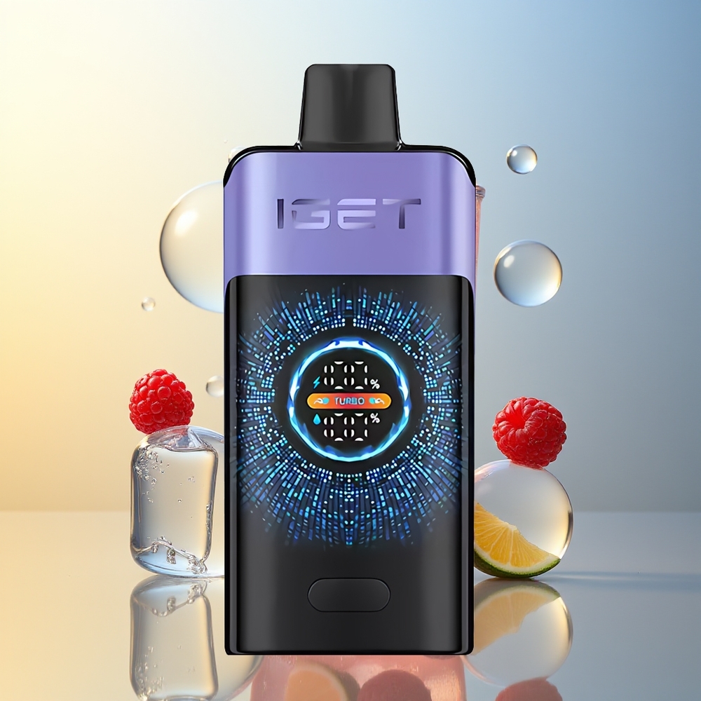 IGET ONE 12000 Puff Dispositivo di Vapo Disposable Lampone Uva Ghiaccio Schermo Curvo a Colori Grande 2700 mAh