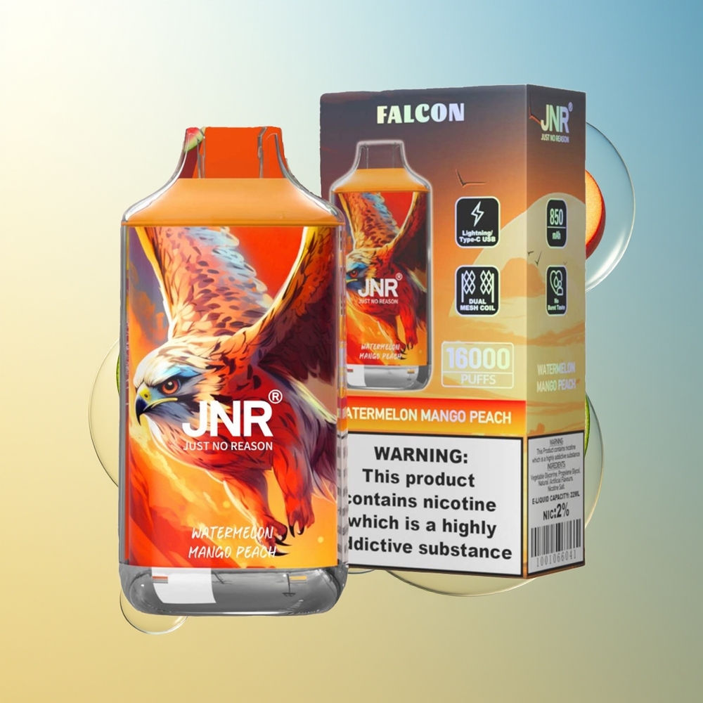 JNR Falcon 16000 Puff Anguria Mango Pesca Dual Mesh Coil Smart LED Display