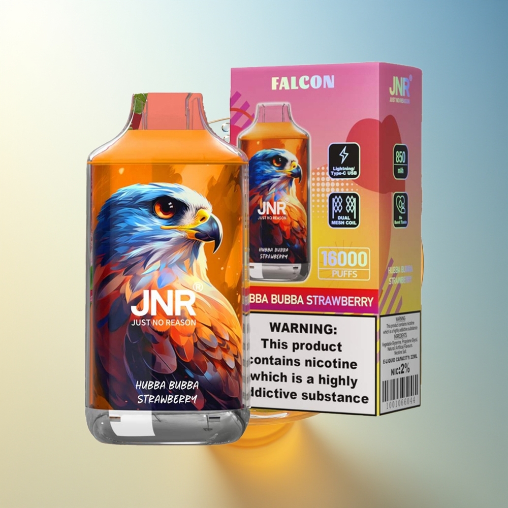 JNR Falcon 16000 Puff Hubba Bubba Fragola Doppia Bobina Mesh 850 mAh