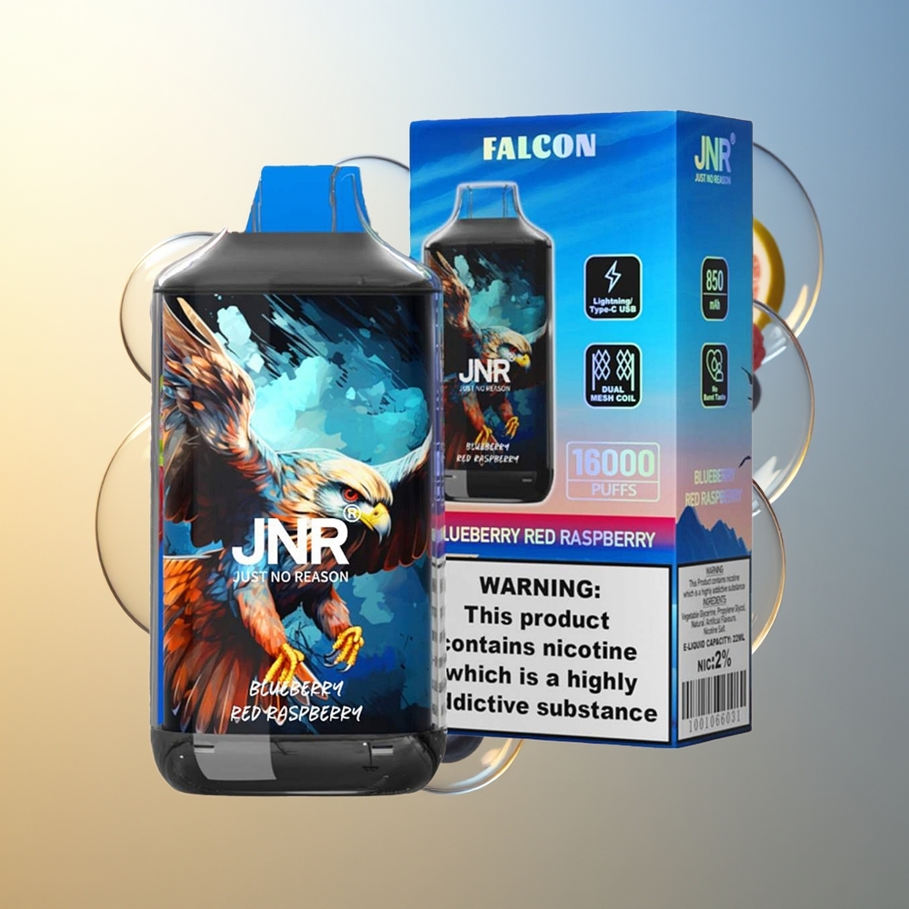 JNR Falcon 16000 Puff Mirtillo Lampone Doppia Bobina Mesh