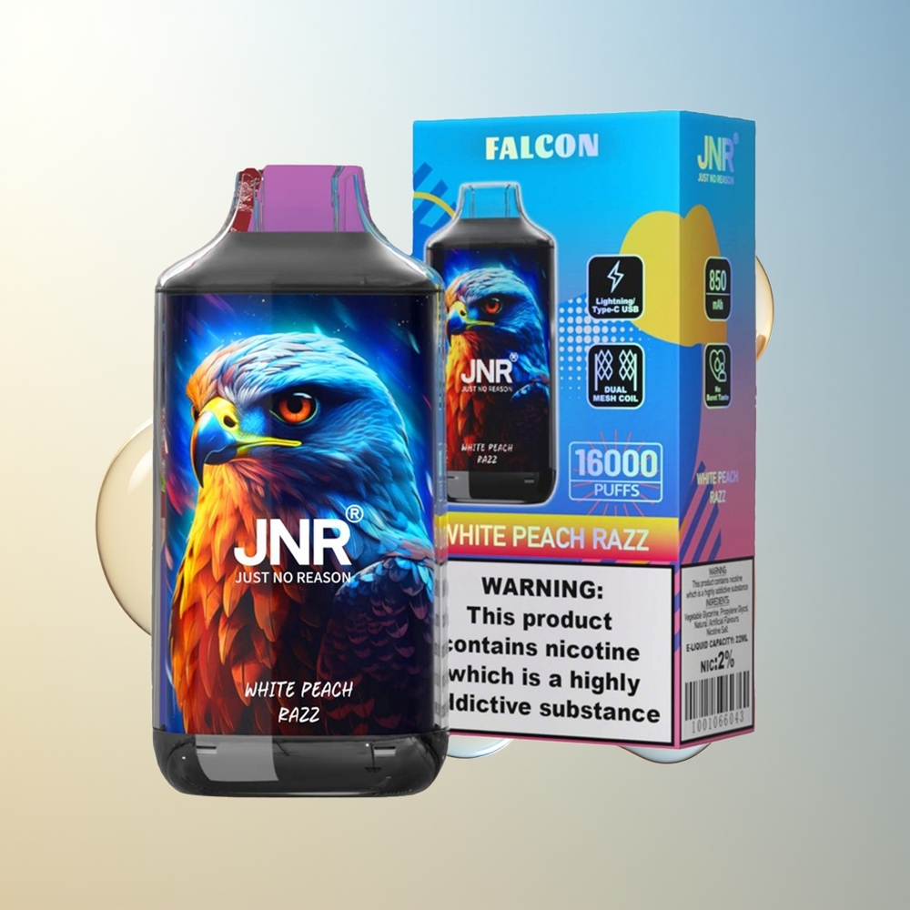JNR Falcon 16000 Puff Pesca Bianca e Lampone Dual Mesh Smart LED