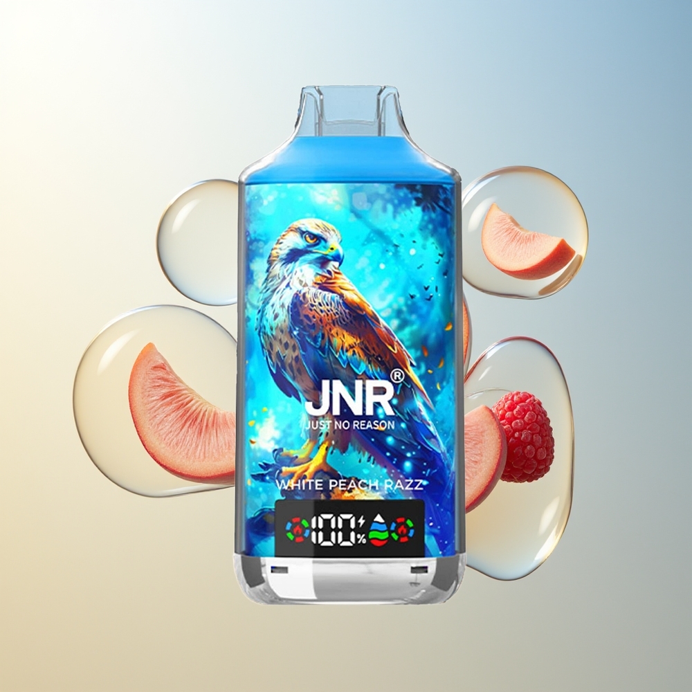 JNR Falcon X 18000 Puff Bianca Pesca Lampone Dual Mesh Quick Charge