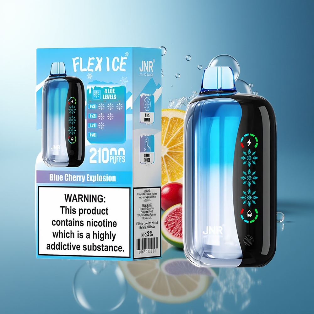 JNR Flex Ice 21000 Puff Esplosione di Ciliegia Blu Schermo Tattile 1.2 Ohm Dual Mesh