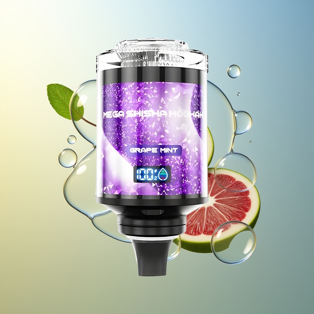 JNR Mega Shisha Hookah 100K Uva Menta Schermo Interattivo Aria Regolabile