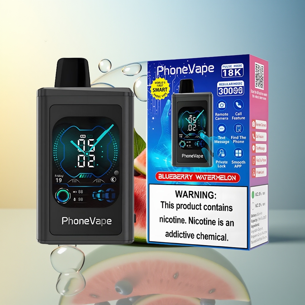 JNR PhoneVape 30000 boccate Mirtillo Anguria Ricaricabile con Schermo Intero